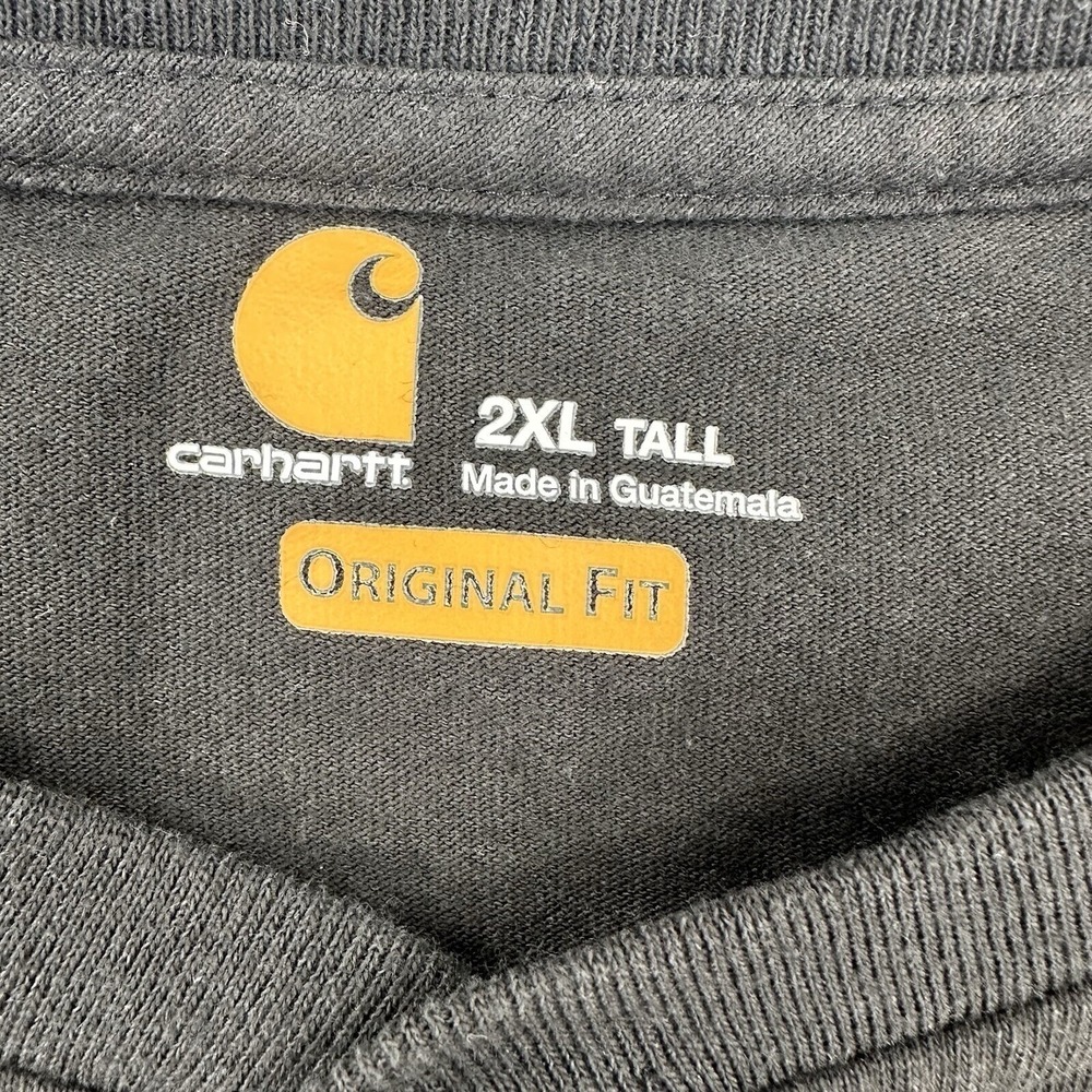 Carhartt Tall Black Short Sleeve Mens 2XL Henley Pocket T-Shirt K84 BLK Original - Picture 5 of 7